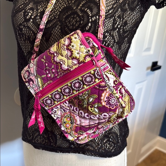 Vera Bradley Pink and Green Crossbody Bag - Picture 1 of 5